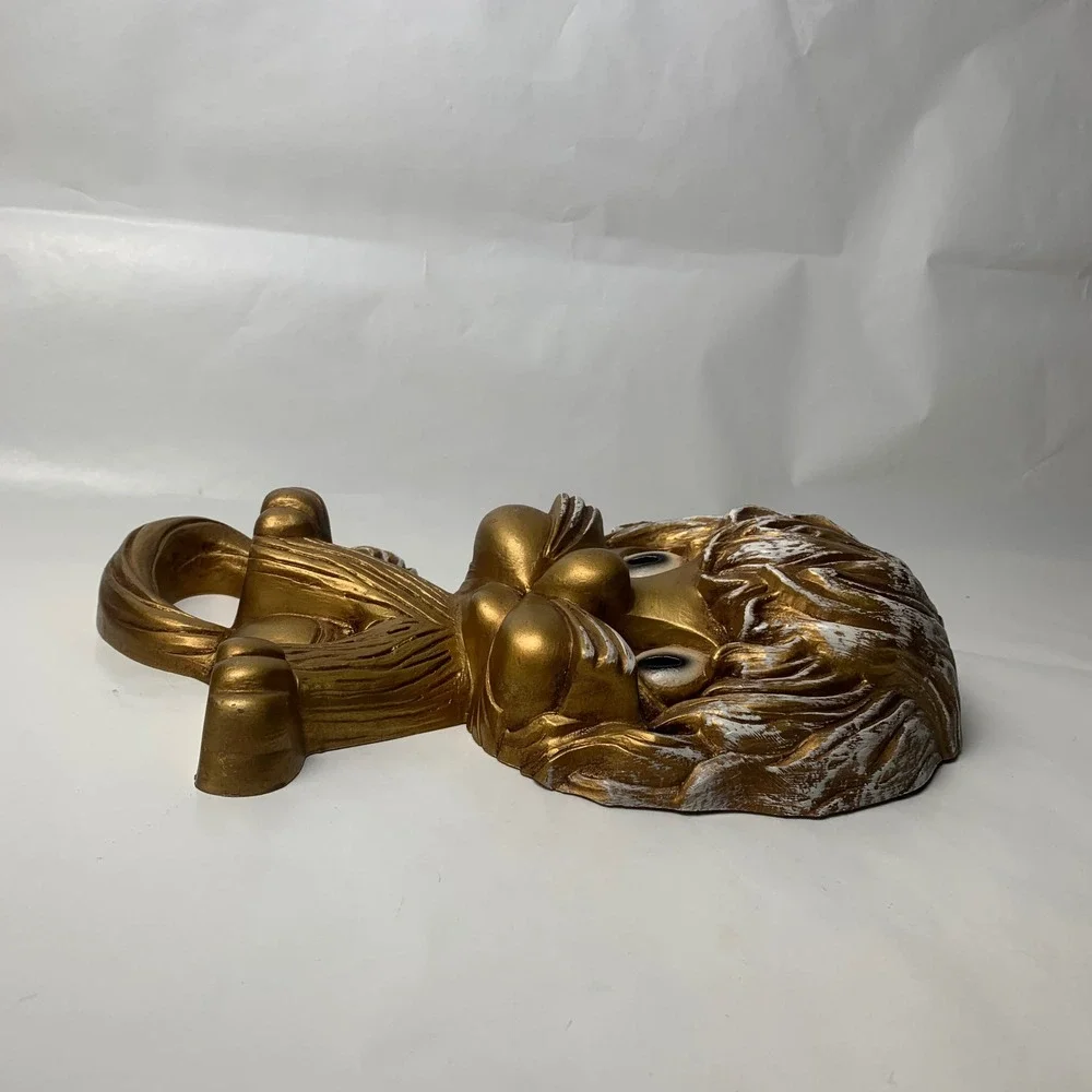 Vintage 1975 Homco Lion Wall Plaques Gold Pair Universal Statuary Corp 7375 7376